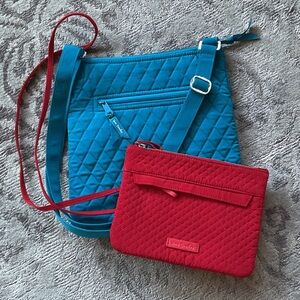 Vera Bradley Quilted Crossbody Bag Set in Red and Teal